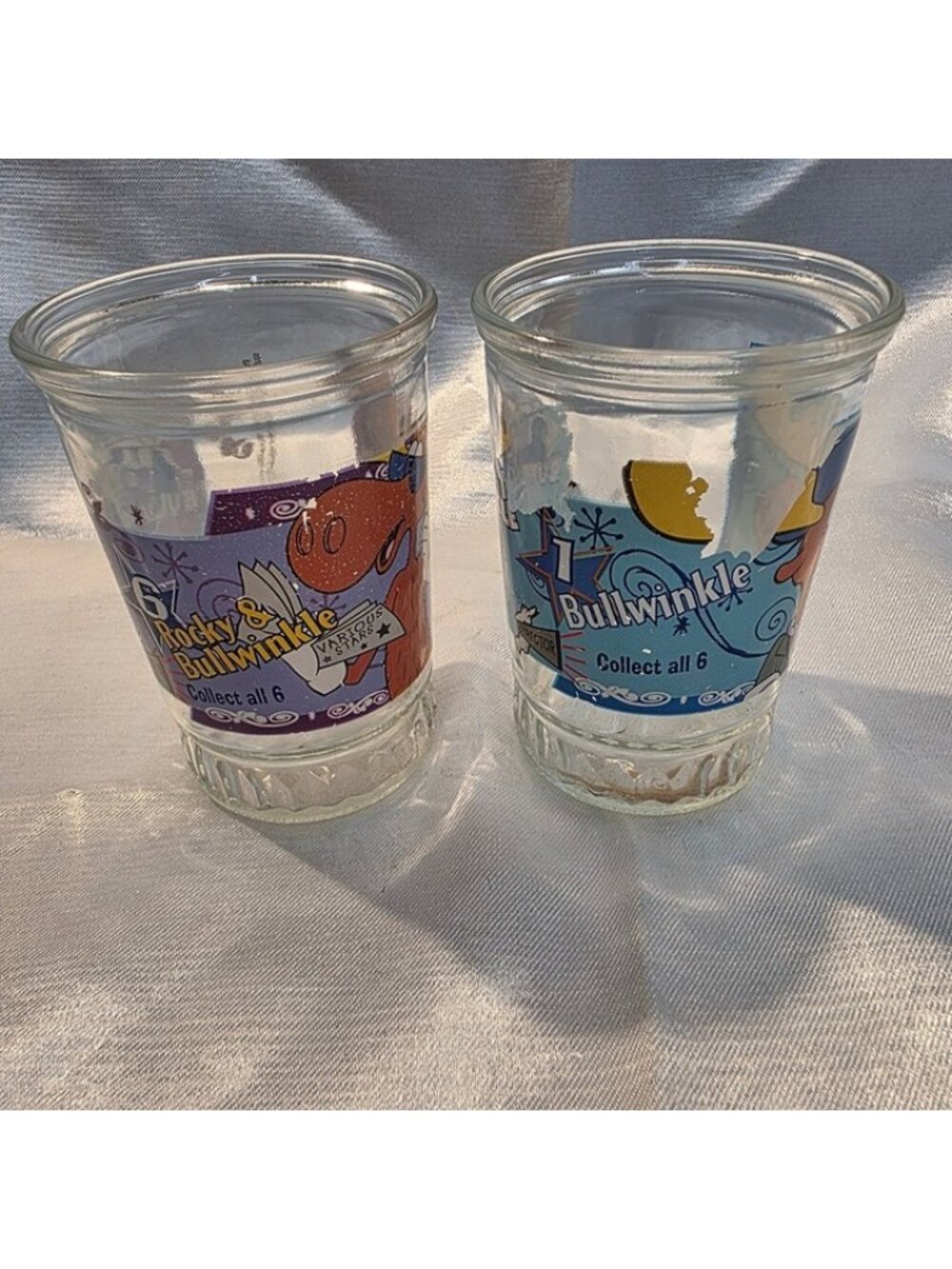Rocky Bullwinkle Glasses Set Vintage Collectible 2pc